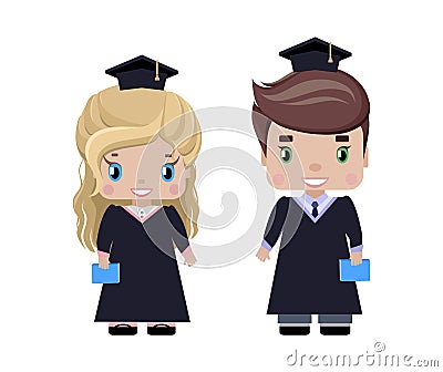 boy and girl graduates Vector Illustration