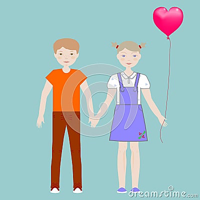 Boy and girl Vector Illustration