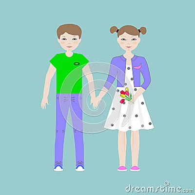 Boy and girl Vector Illustration