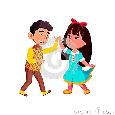 Boy And Girl Kids Couple Dancing Together Vector Vector Illustration