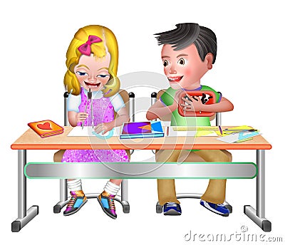 Boy and girl in mathematics class Stock Photo