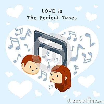 A boy and a girl`s head on a tunes Stock Photo