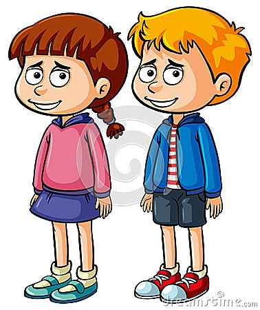 Boy and girl with sad faces Vector Illustration