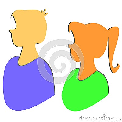 Boy and Girl - Silhouette Stock Photo