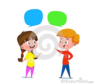 Boy and a girl talking to each other Vector Illustration