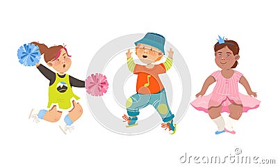 Boy and girls dancing classical and modern dances cartoon vector illustration Vector Illustration