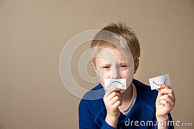 Boy goes to negative mood Stock Photo