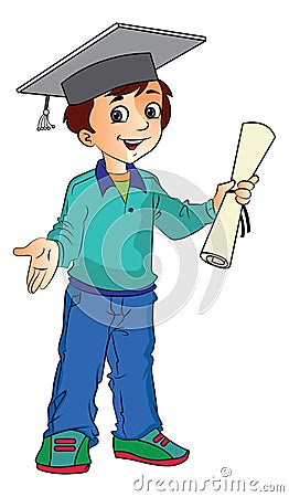 Boy Graduate, illustration Vector Illustration