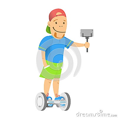 Boy on the gyroscooter Vector Illustration