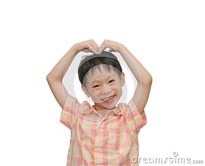 Boy hand making a heart shape Stock Photo