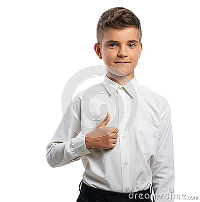 Boy happy showing thumbs up Stock Photo