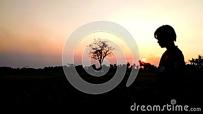 Nature light sunset night sky red in tree Stock Photo