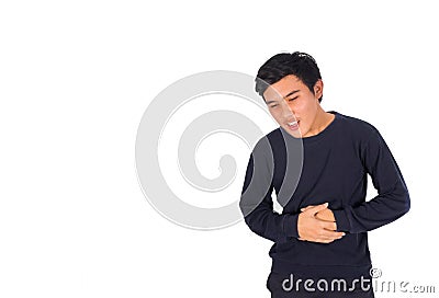 A boy is having stomachache. Stock Photo