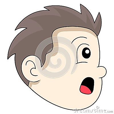 Boy head was looking gaping curious Vector Illustration