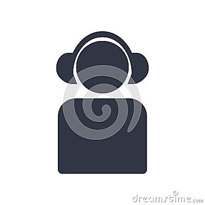 Boy With Headphones icon vector sign and symbol isolated on white background, Boy With Headphones logo concept Vector Illustration