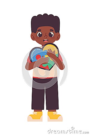 boy with heart puzzles Vector Illustration