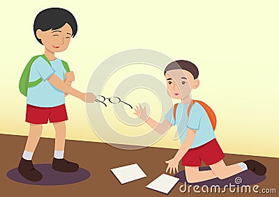 Boy helping another kid Stock Photo