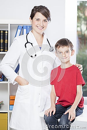 Boy and his pediatrician Stock Photo