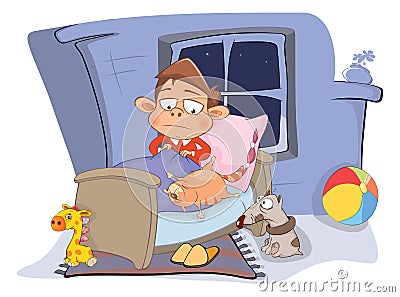 The Boy and its Friends.This relaxed kitty, who knows that the best pillow Vector Illustration