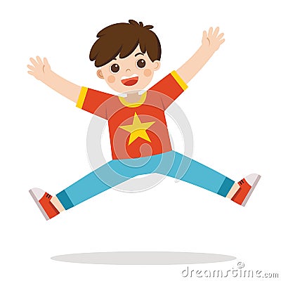 A boy jumping on the background. Vector Illustration
