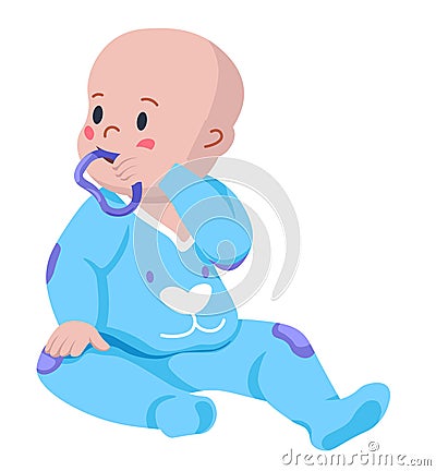 Infant in onesie, cute boy kid personage vector Stock Photo