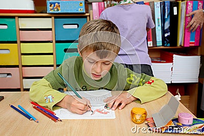 Boy in the kindergarden Stock Photo