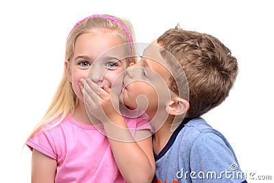 Boy Kissing Girl Stock Photo