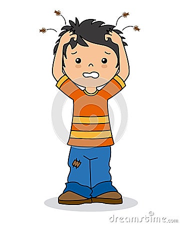 Boy with lice Vector Illustration