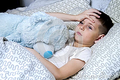 A boy took ill,and treated Stock Photo