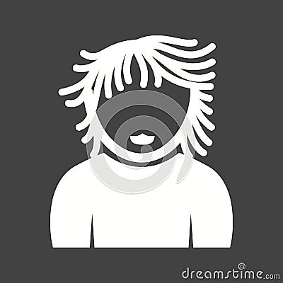 Boy with Long Wavy Hair Vector Illustration