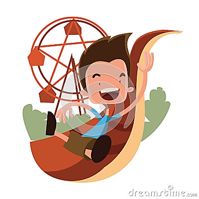 Boy at the luna park illustration cartoon character Cartoon Illustration