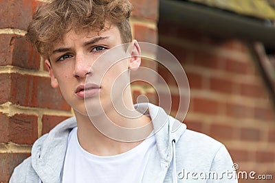 Boy Male Child Teenager Wearing Hoody Stock Photo