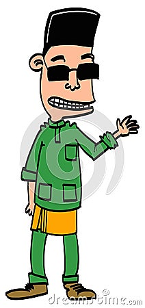 Boy or man wearing Baju Melayu Cartoon Illustration