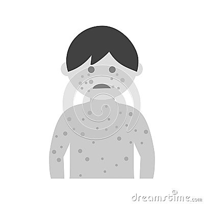 Boy with Measles Vector Illustration