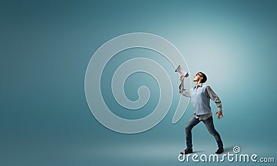 Boy with megaphone Stock Photo