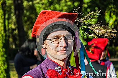 The boy member of the Polish folk dance GAIK in traditional costume. Editorial Stock Photo