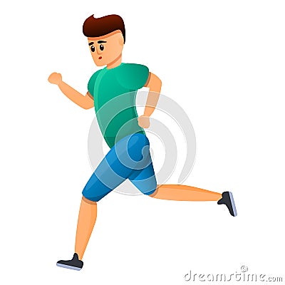 Boy morning running icon, cartoon style Vector Illustration