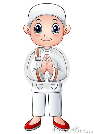 Boy muslim cartoon Vector Illustration