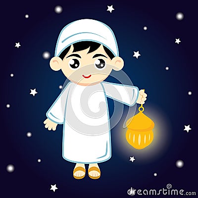 Boy Muslim Vector Illustration