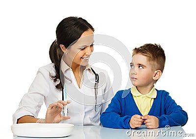 Boy at paediatrician office Stock Photo