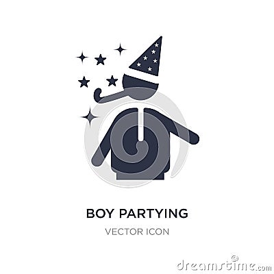 boy partying icon on white background. Simple element illustration from Party concept Vector Illustration