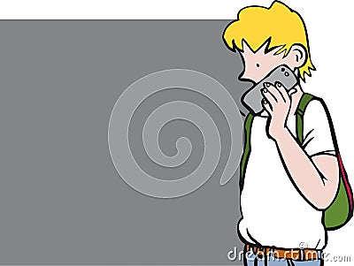 Boy on phone Vector Illustration