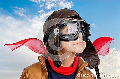 Boy pilot Stock Photo