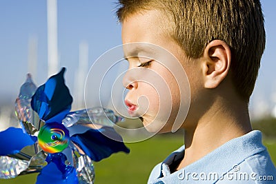 Boy pinwheel Stock Photo