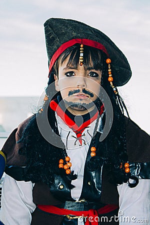 Boy with pirate disguise Stock Photo