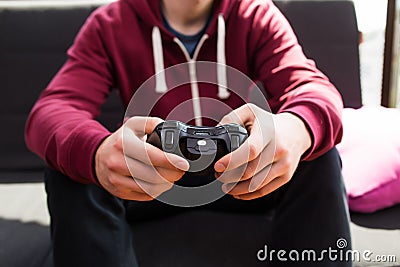 Boy plaing video games. Stock Photo