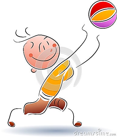 Boy play with ball Vector Illustration