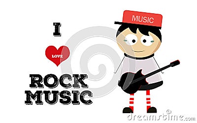 Boy play guitar and love rock music Stock Photo