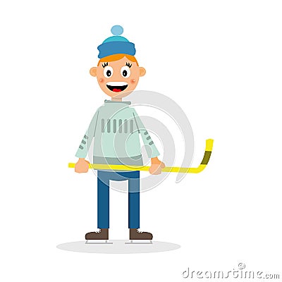 The boy play hockey Vector Illustration