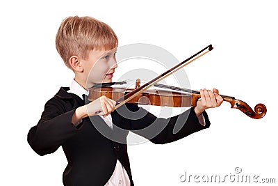 Boy play violin Stock Photo